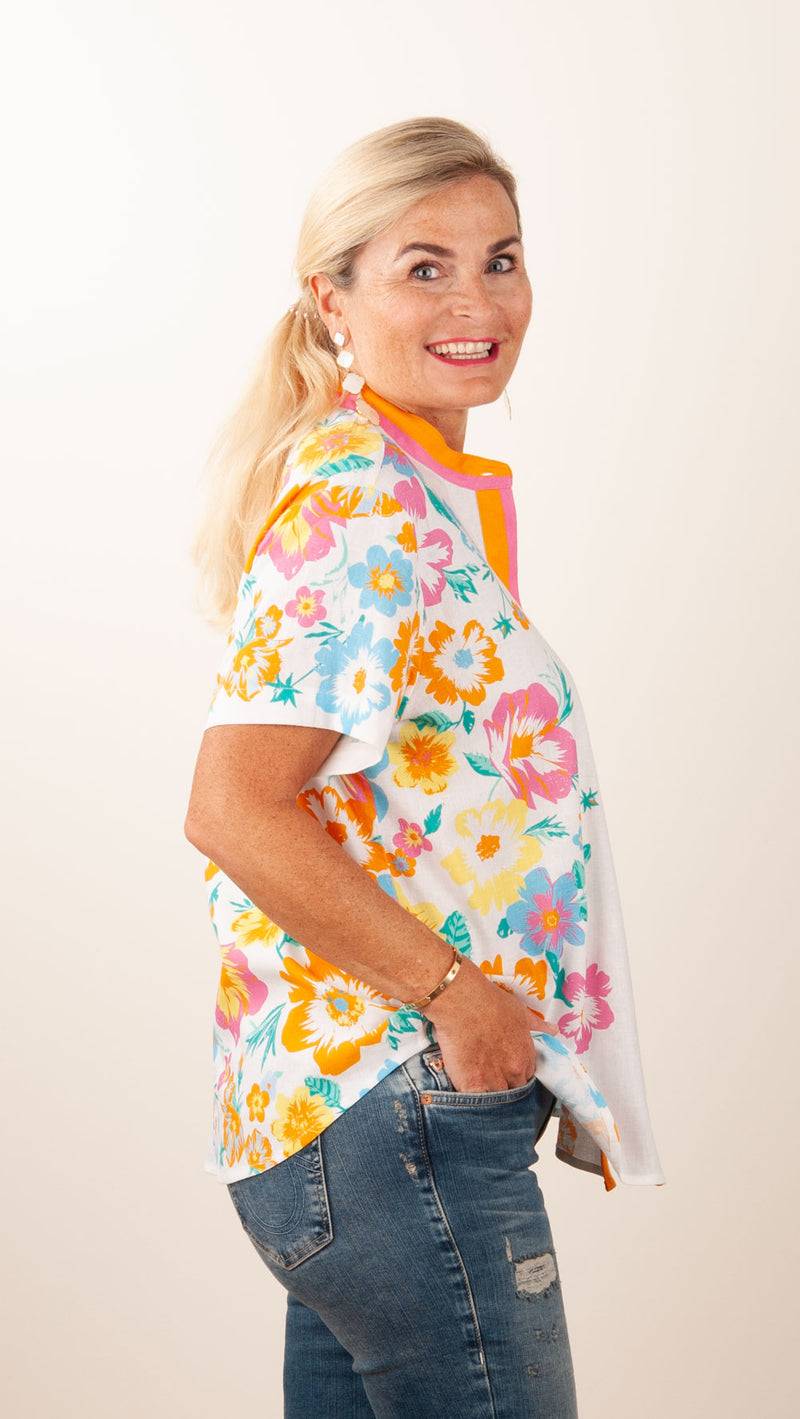 Herzensangelegenheit Blusenshirt Weiß | Pink | Orange | Multicolor Fabrik Onlineshop
