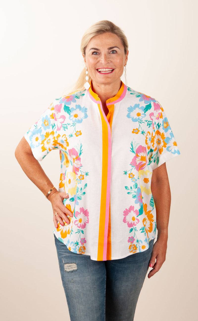 Herzensangelegenheit Blusenshirt Weiß | Pink | Orange | Multicolor Fabrik Onlineshop