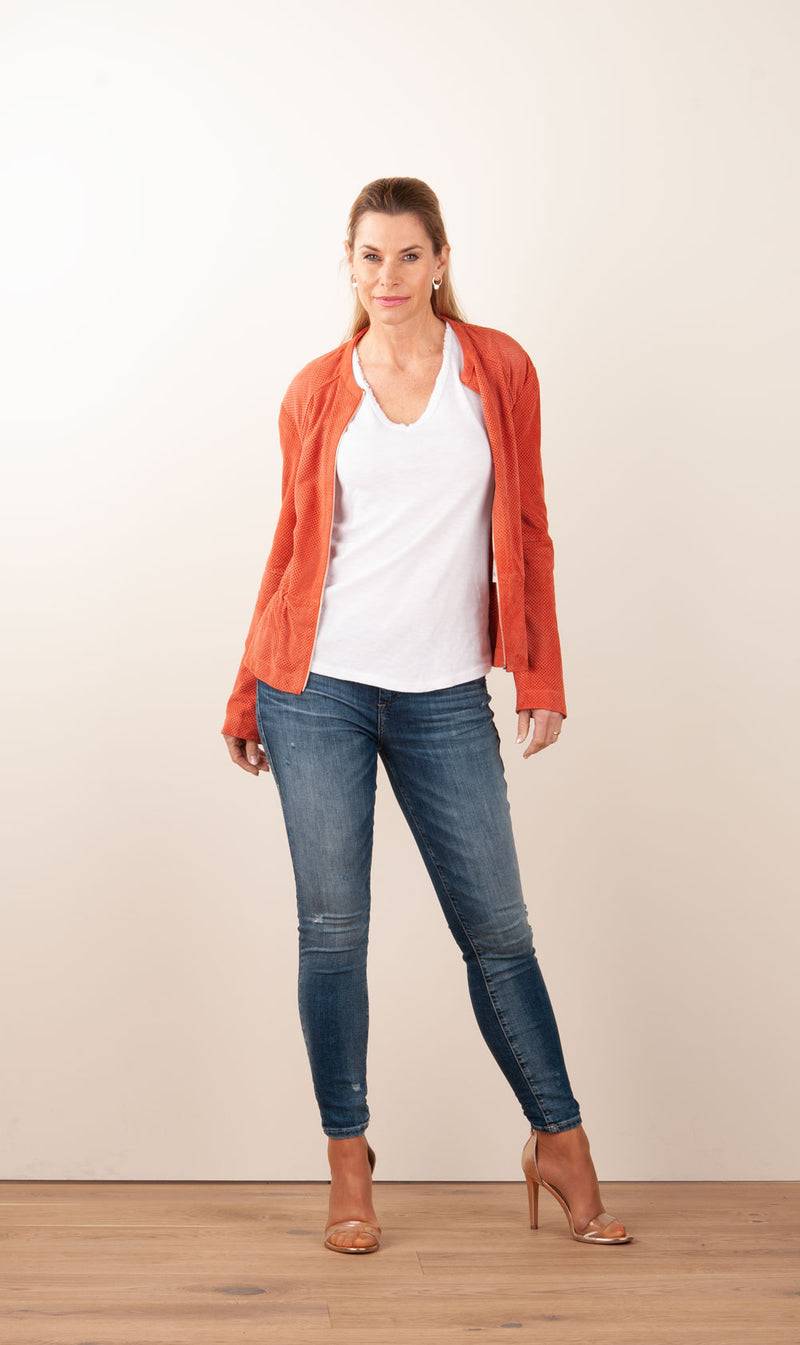 Milestone Lederjacke „Amora“ Koralle Vatertagsangebot