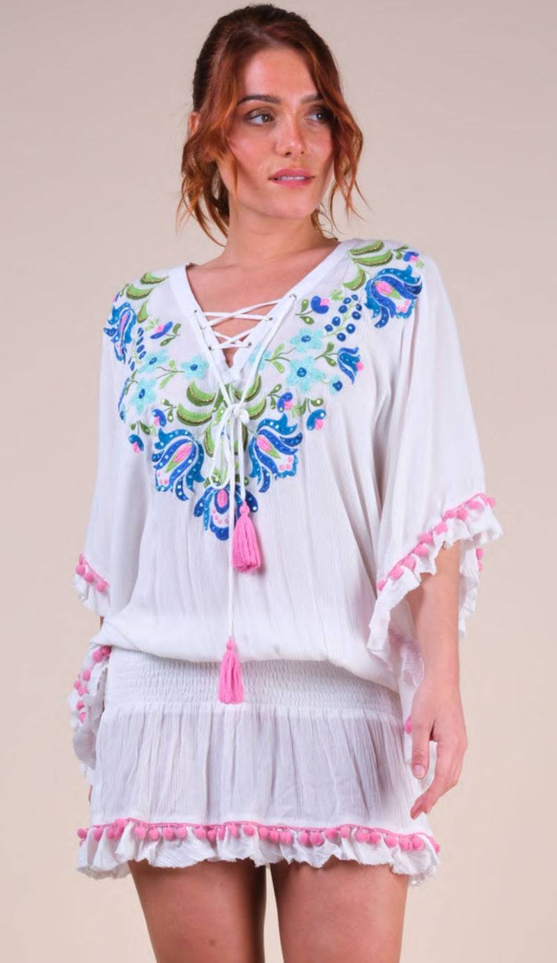 Miss June Kleid Offwhite | Multicolor Lagerräumung
