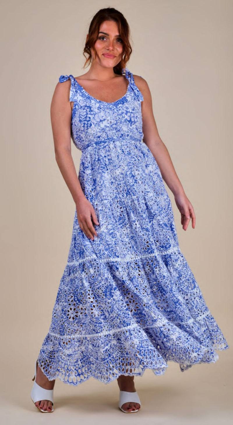 Miss June Kleid Blau | Weiß Heißer Verkauf
