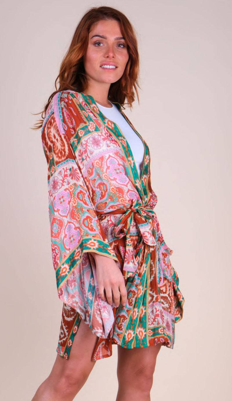 Miss June Kimono Rosa | Grün | Multicolor Top Angebot