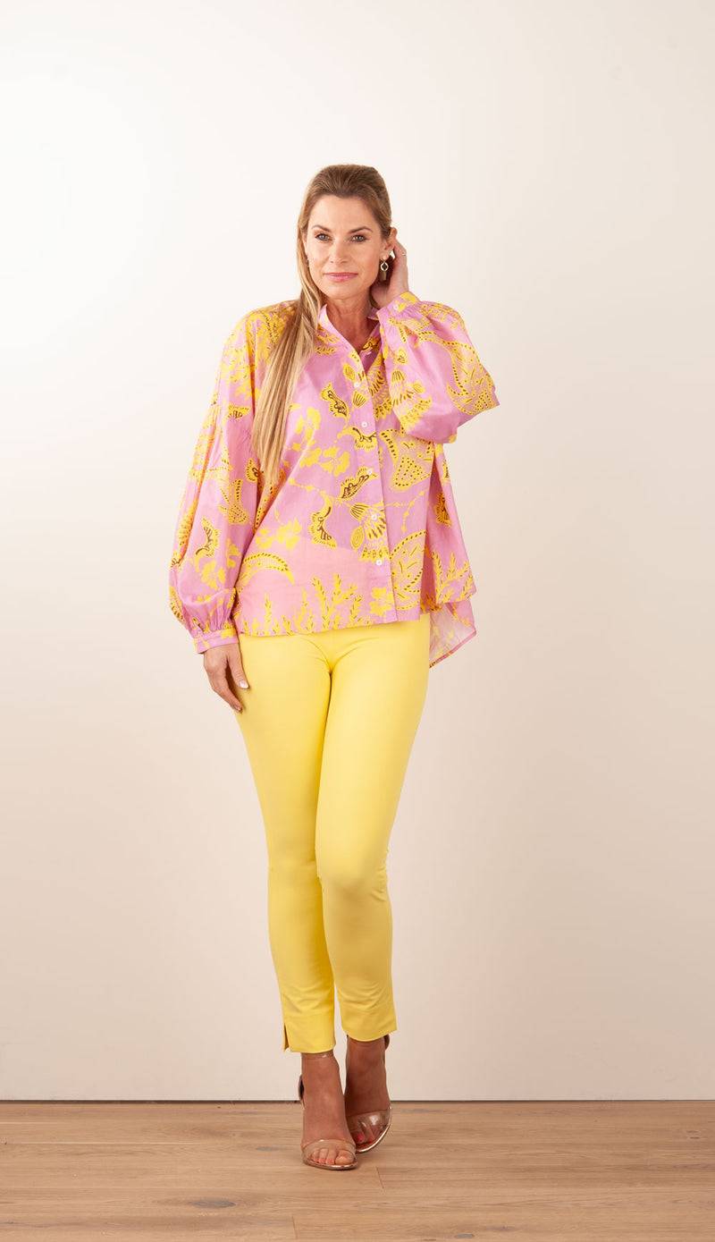 IVI Collection Blusenshirt Rosa | Gelb Online Outlet