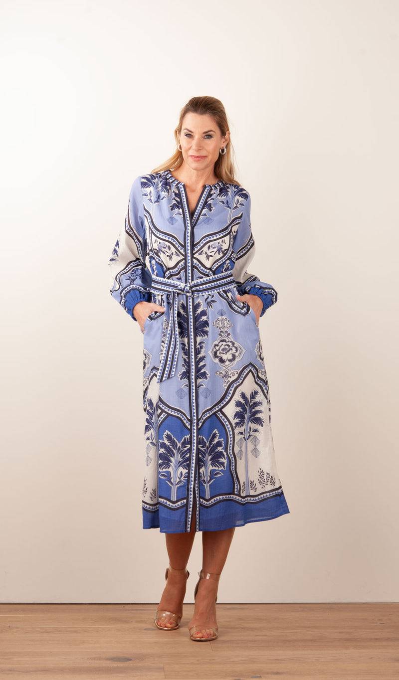 IVI Collection Kleid Creme | Blau Exklusive Angebote