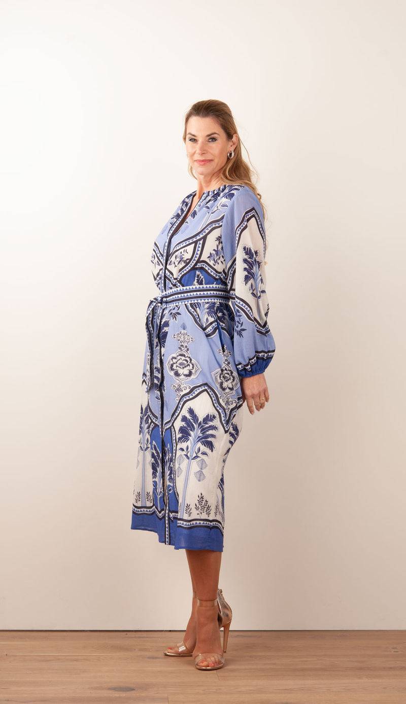 IVI Collection Kleid Creme | Blau Exklusive Angebote