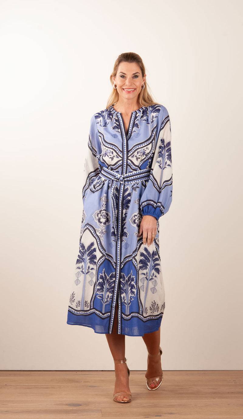 IVI Collection Kleid Creme | Blau Exklusive Angebote