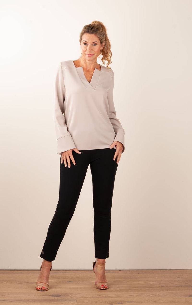 PIU&PIU Blusenshirt Taupe Räumungsverkauf