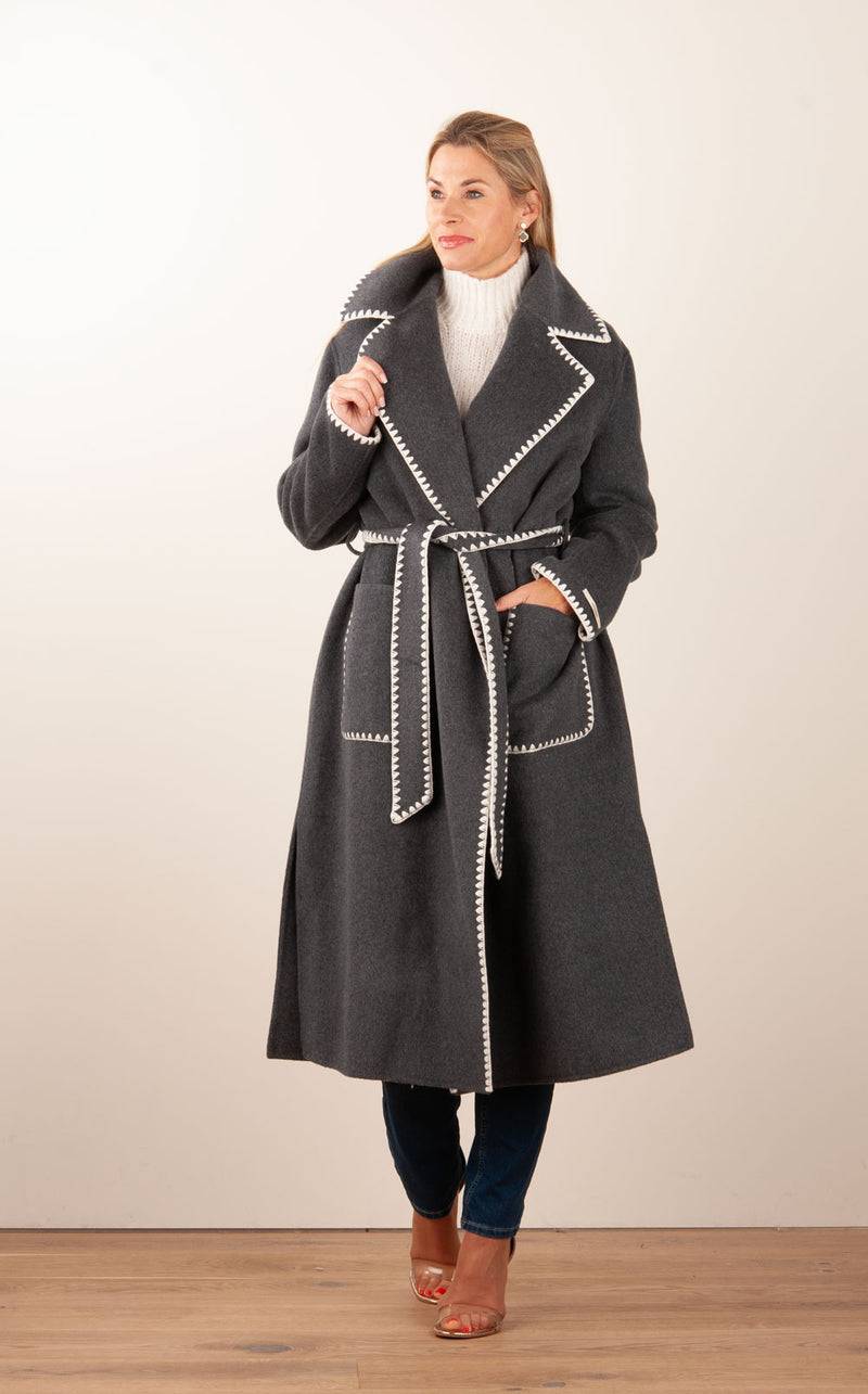 VITTORIA Mantel Anthrazit | Weiß Black Friday Preise