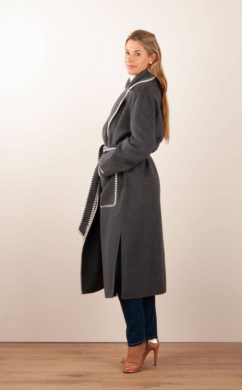 VITTORIA Mantel Anthrazit | Weiß Black Friday Preise