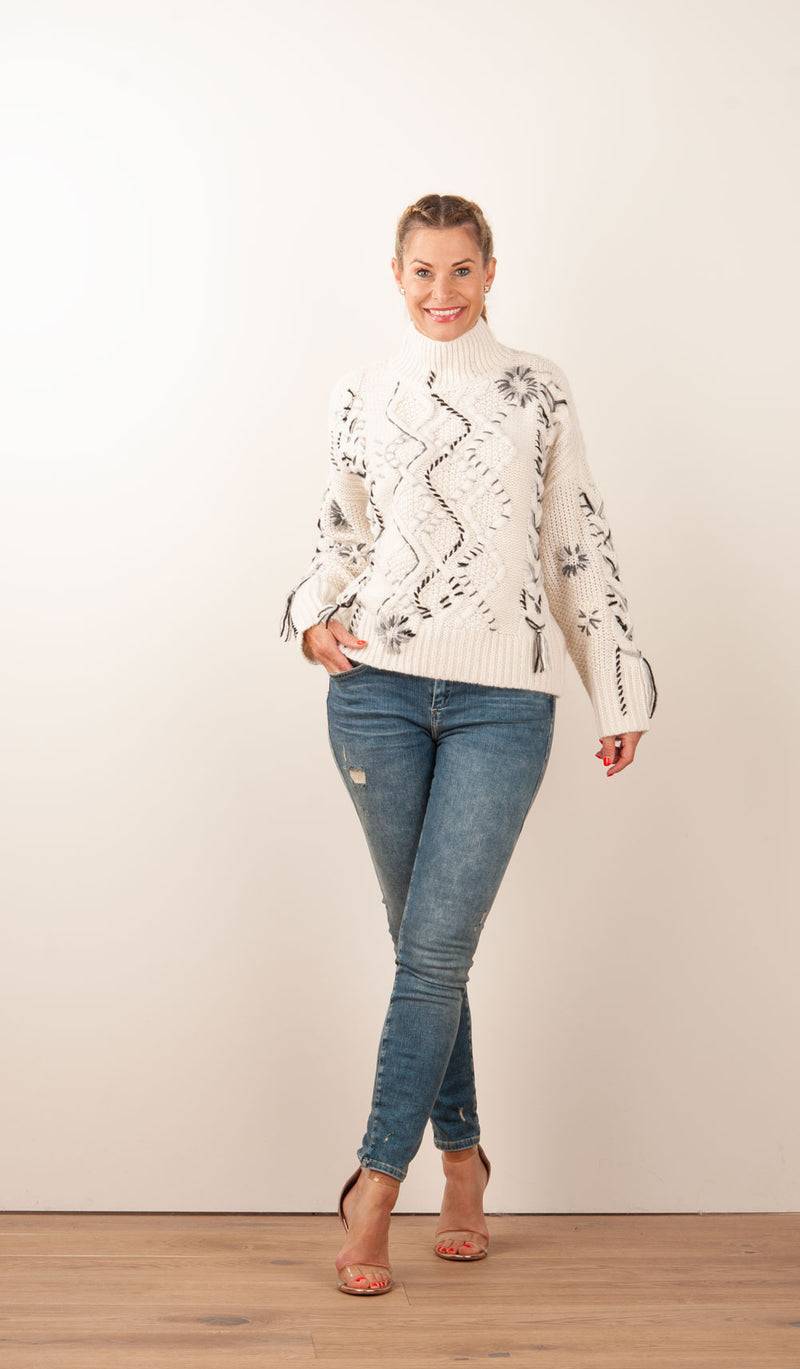 Paschwork Pullover Offwhite | Schwarz | Grau Limitierter Zeitrabatt