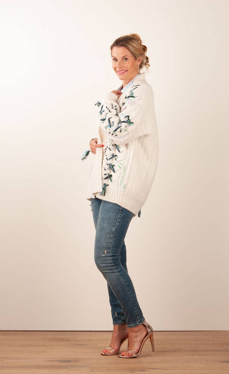 Paschwork Strickjacke Offwhite | Schwarz | Grün Fabrik Onlineshop