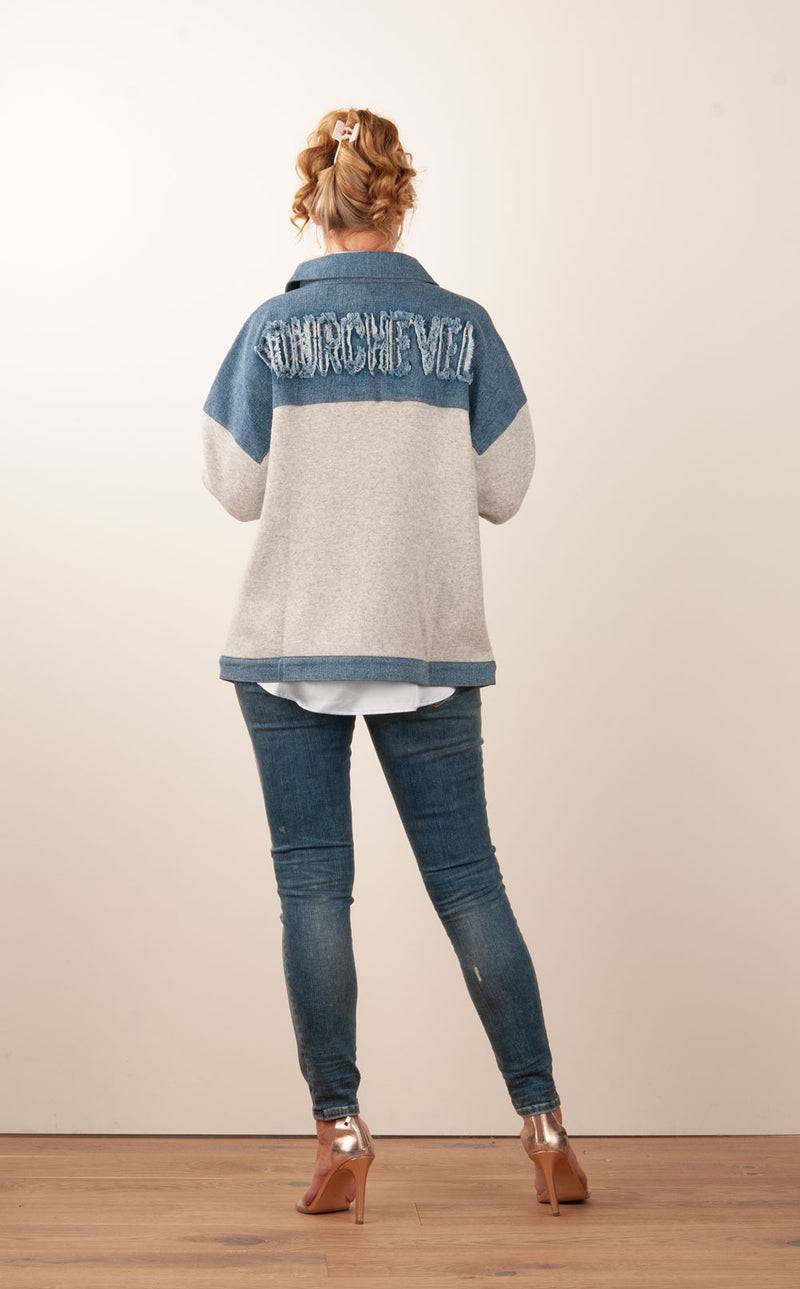 MAX & MOI Strickjacke Grau | Jeansblau Flash Sale
