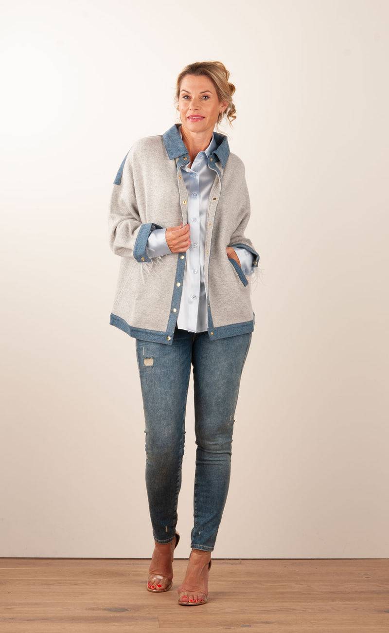 MAX & MOI Strickjacke Grau | Jeansblau Flash Sale