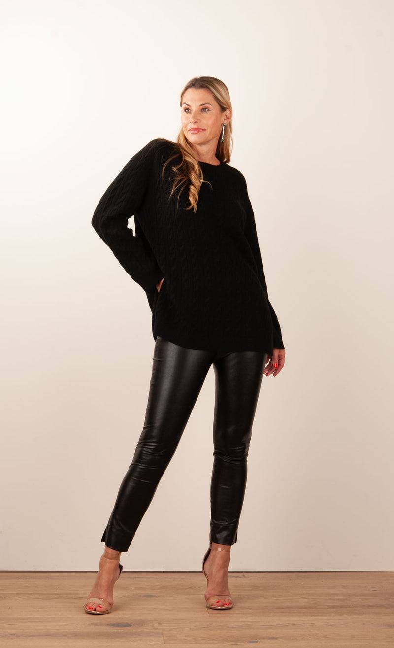 fleur Kaschmir Pullover „Zopfstrick“ Schwarz Online Outlet