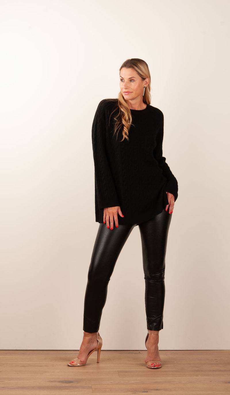 fleur Kaschmir Pullover „Zopfstrick“ Schwarz Online Outlet