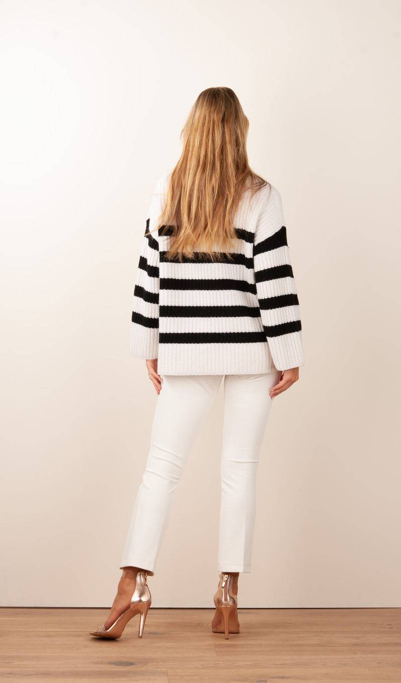 Rosa & Me Pullover „Streifen“ Offwhite | Schwarz Zeitbegrenzte Promotion