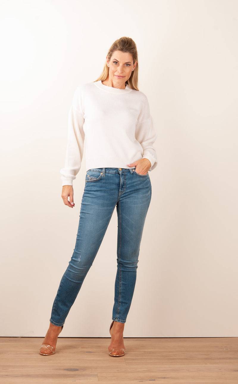 SEM PER LEI. Kaschmir Pullover Offwhite Super Rabatt