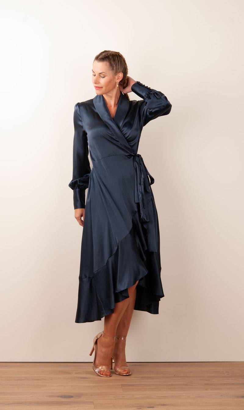 Dea Kudibal Wickelkleid „Vitah“ Dunkelblau Black Friday Preise