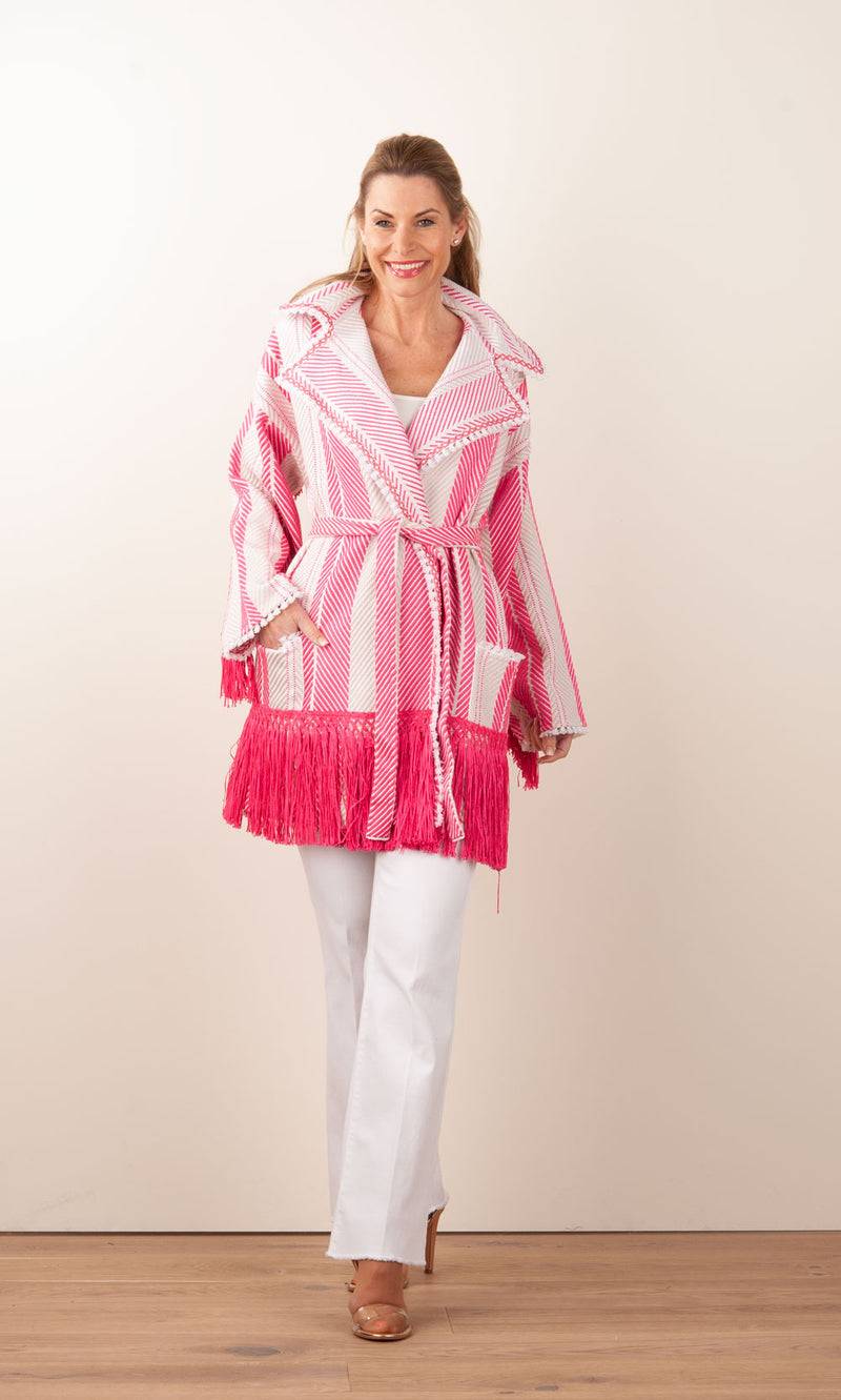 Elisabetta Franchi Mantel „Avorio“ Weiß | Pink | Gold Sonderangebot