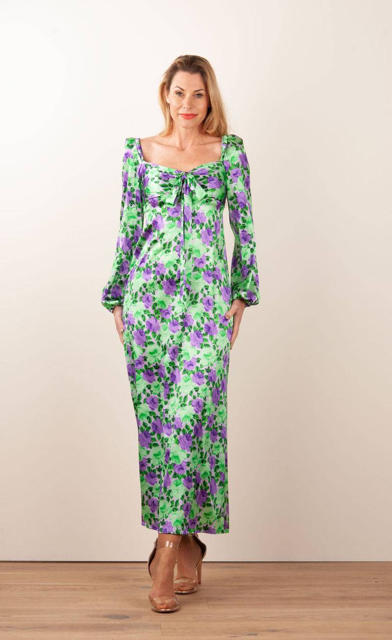 Kleid „Sorby“ Grün | Lila Muttertagsangebot
