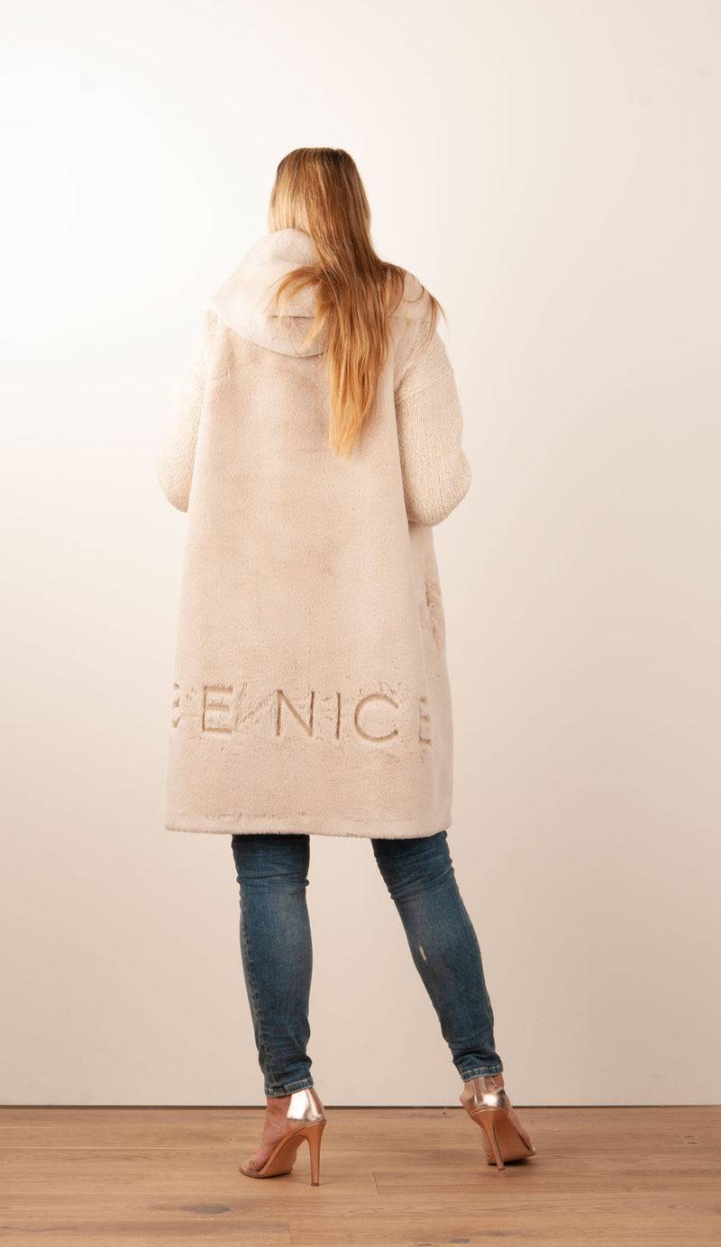 Glox Fake-Fur-Mantel/Weste Beige Begrenzt auf 3 Tage