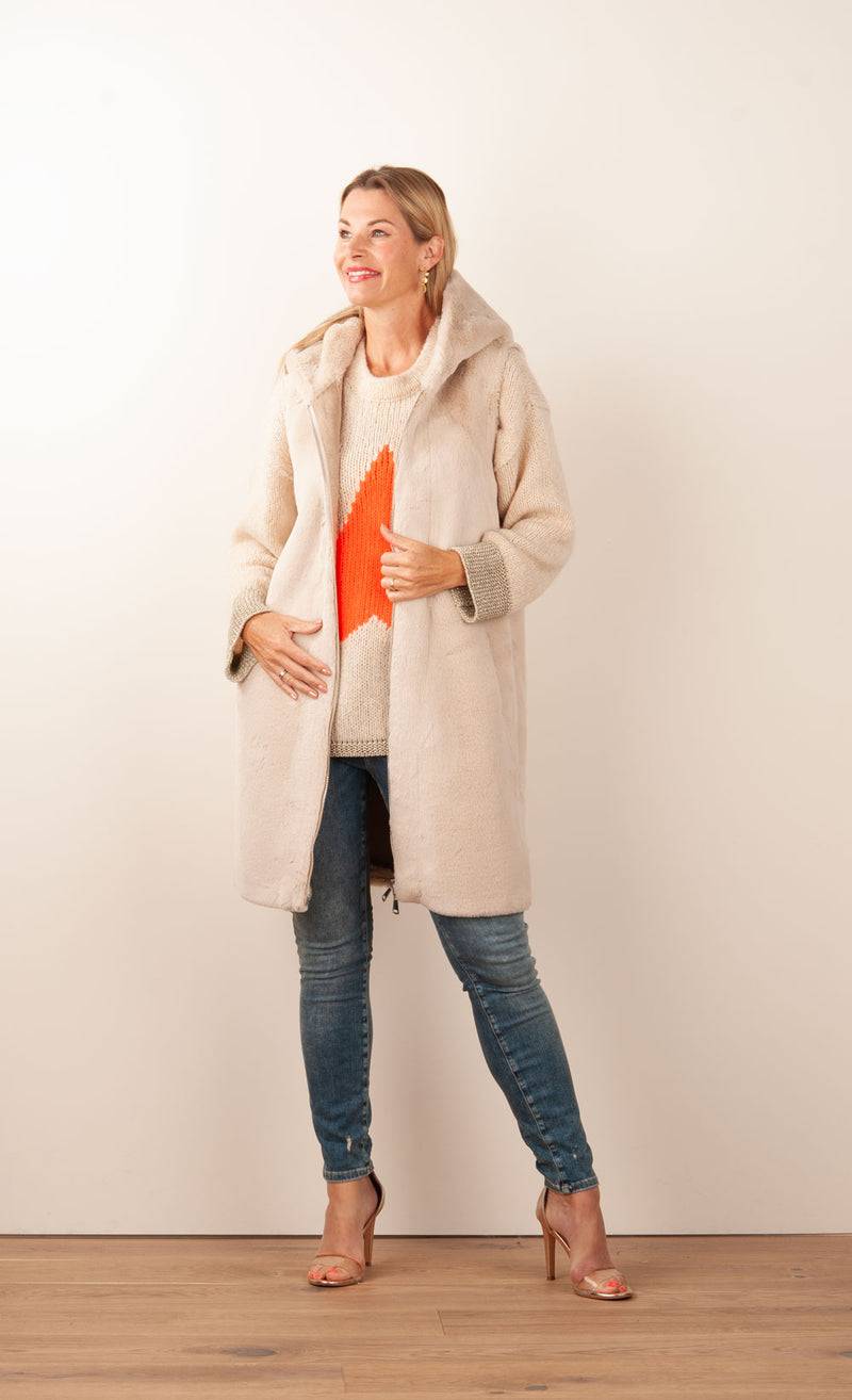 Glox Fake-Fur-Mantel/Weste Beige Begrenzt auf 3 Tage