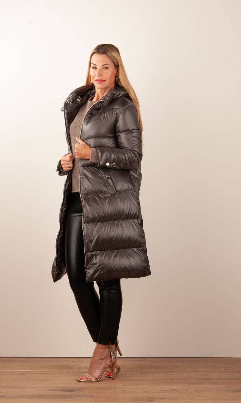 Herno Daunenmantel Dunkeltaupe Neueste Mode