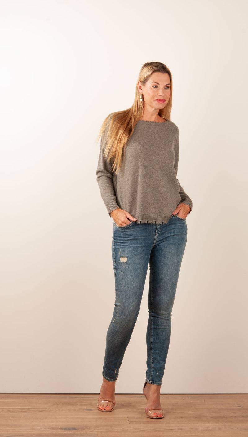 Kujten Kaschmir Pullover Khaki Sonderangebot der Fabrik