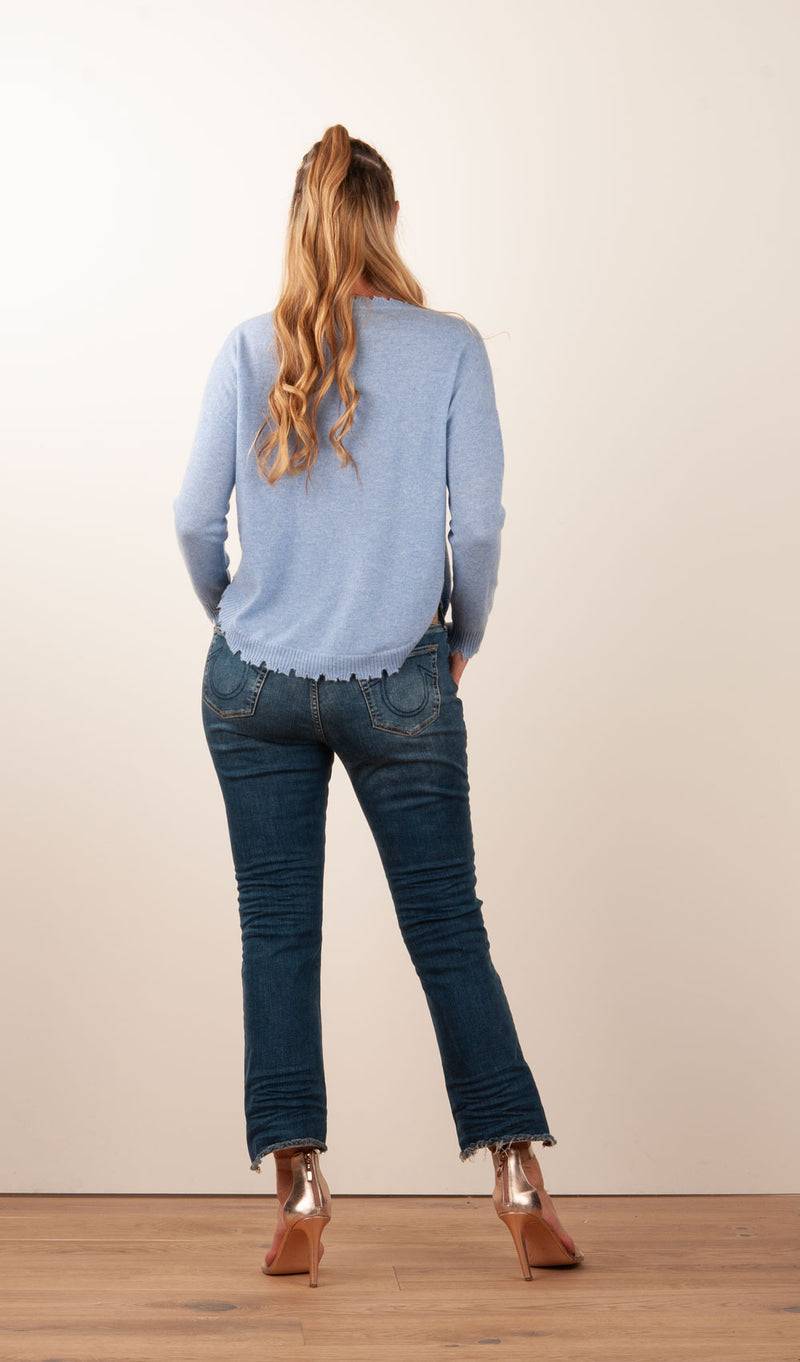 Kujten Kaschmir Pullover Blau Vierteljährliche Förderung