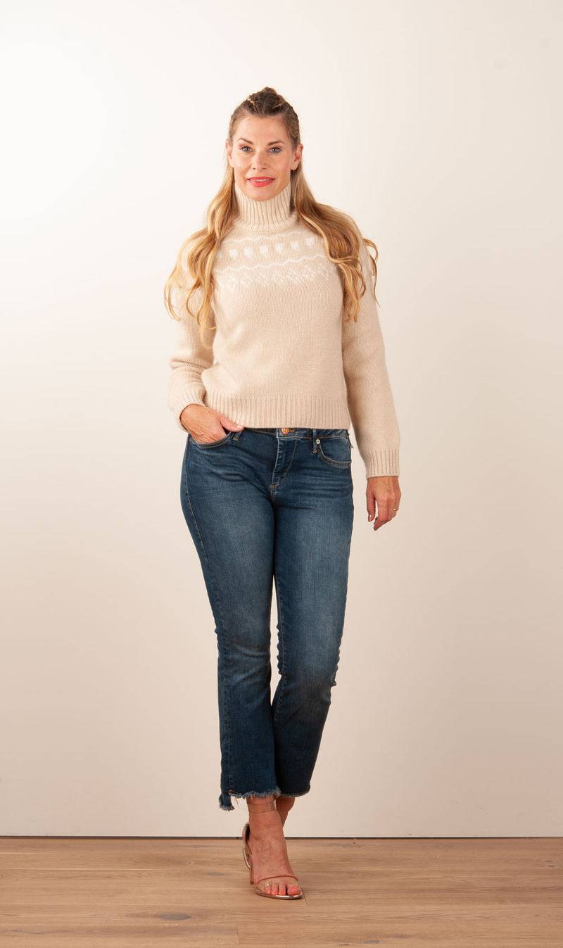 Kujten Kaschmir Pullover „Norweger“ Beige | Weiß Riesige Rabatte