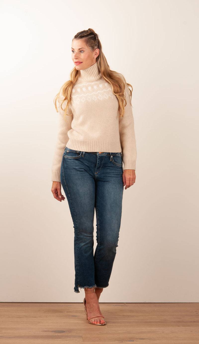 Kujten Kaschmir Pullover „Norweger“ Beige | Weiß Riesige Rabatte