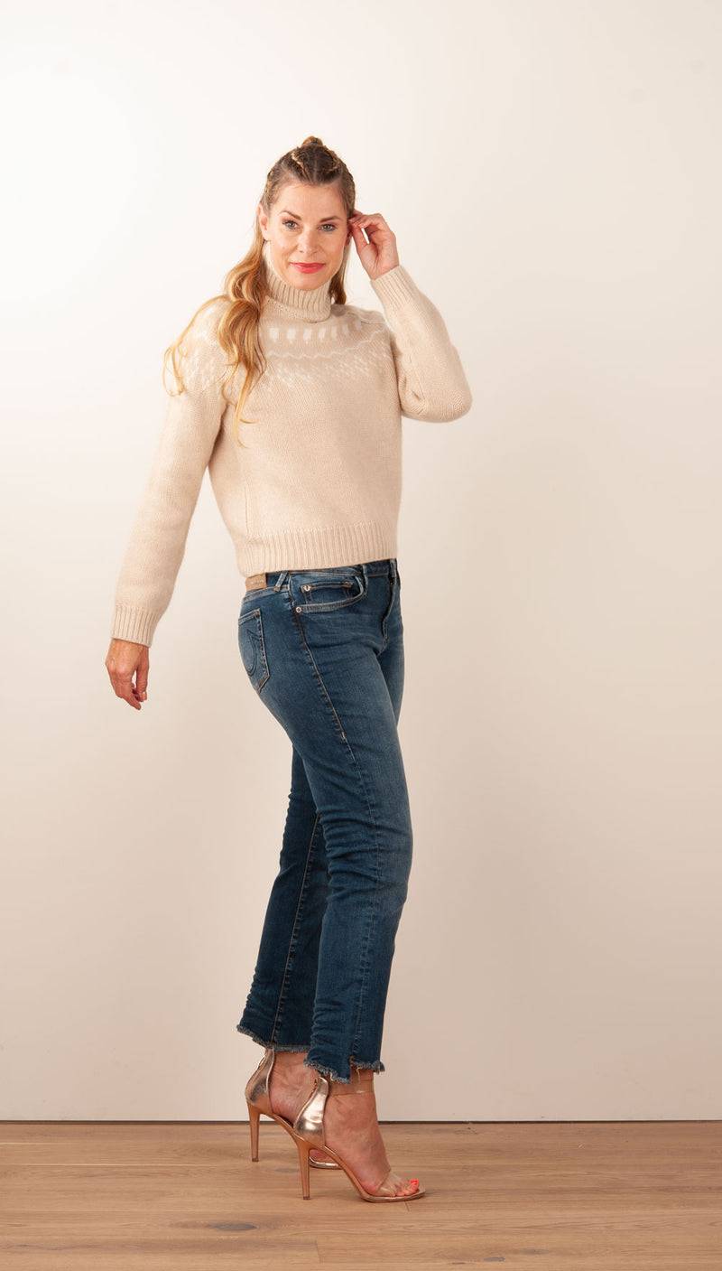 Kujten Kaschmir Pullover „Norweger“ Beige | Weiß Riesige Rabatte