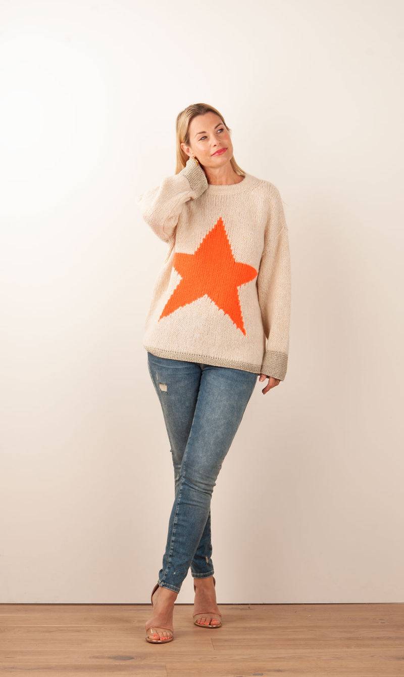 Grace Pullover Beige | Orange Im Verkauf