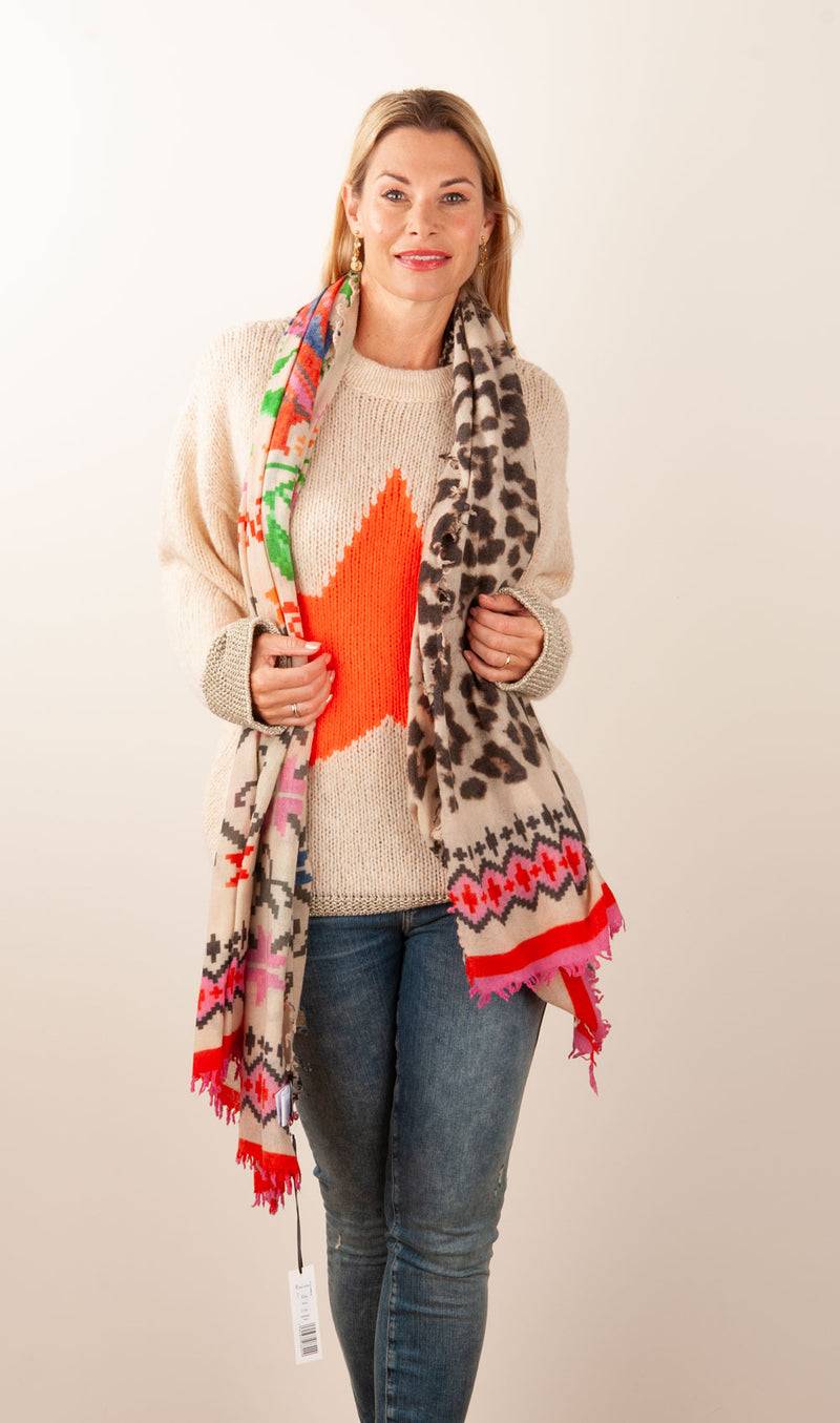 Grace Schal „Leo | Pixel“ Beige | Multicolor Angebote