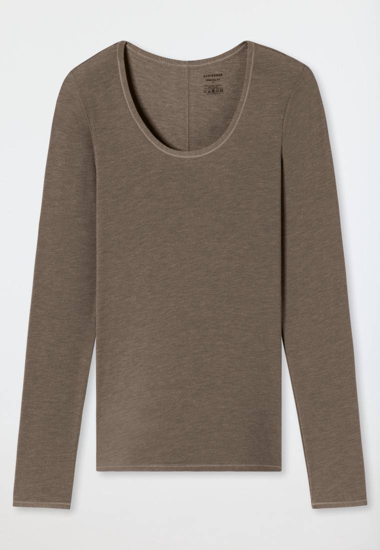 ﻿Schiesser Shirt langarm taupe - Personal Fit Muttertagsangebot