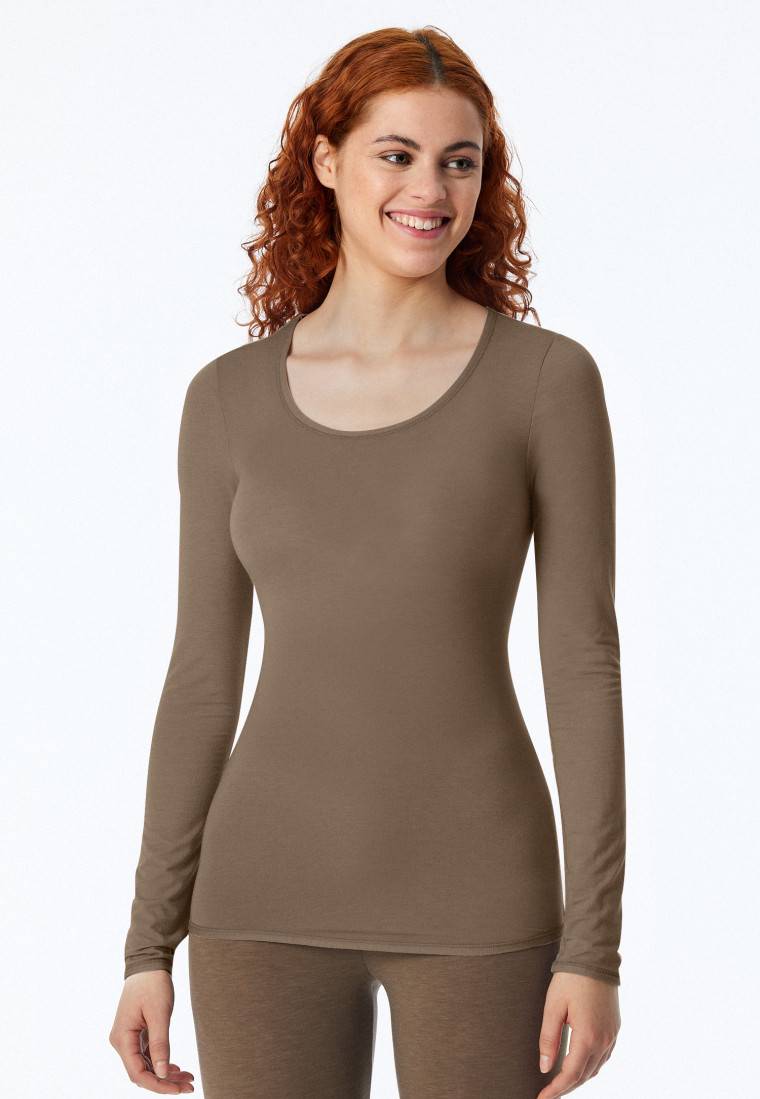﻿Schiesser Shirt langarm taupe - Personal Fit Muttertagsangebot