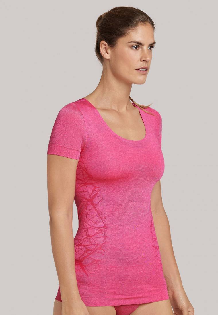 Schiesser Shirt kurzarm ultraleicht Seamless pink meliert - Active Mesh Light Lagerräumung