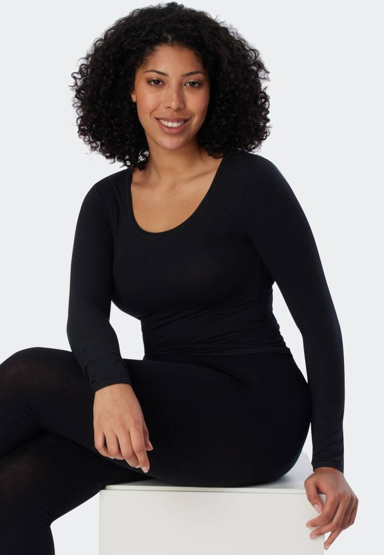 Schiesser Shirt langarm schwarz - Personal Fit Online Outlet