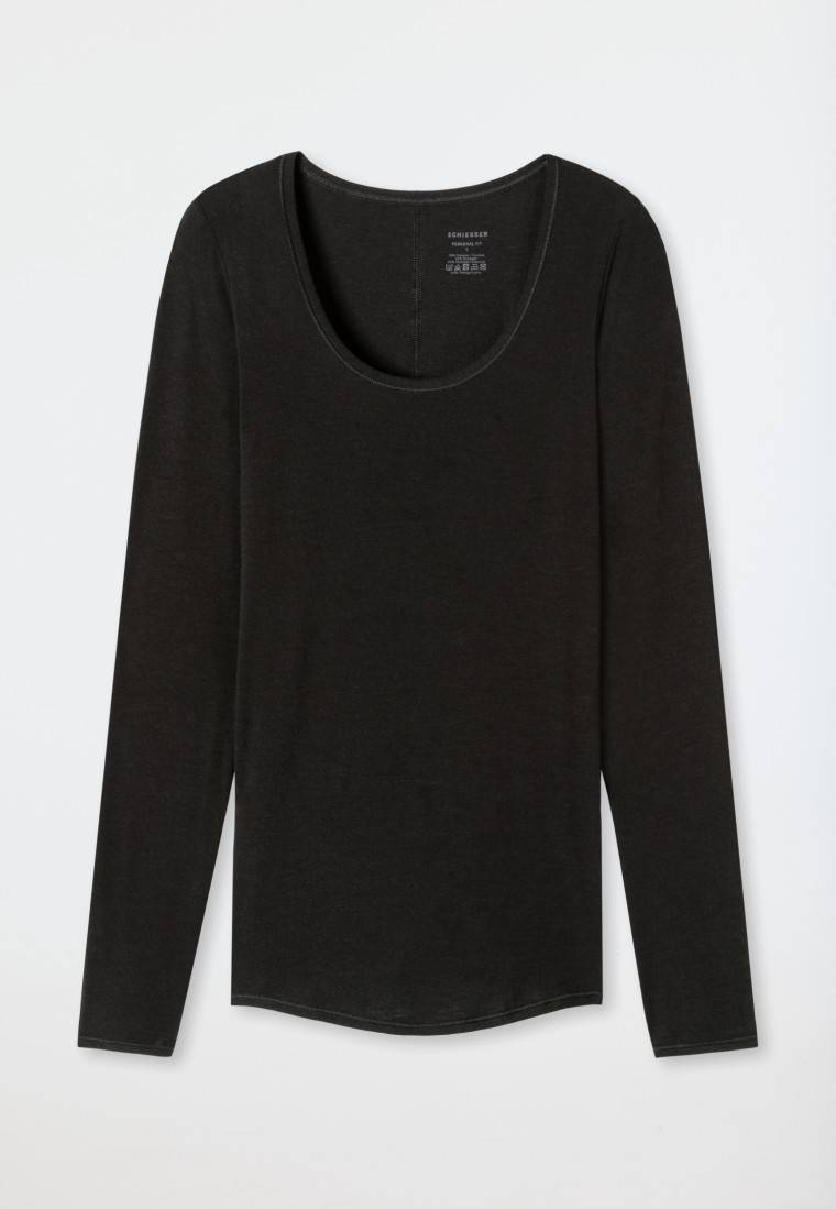 Schiesser Shirt langarm schwarz - Personal Fit Online Outlet