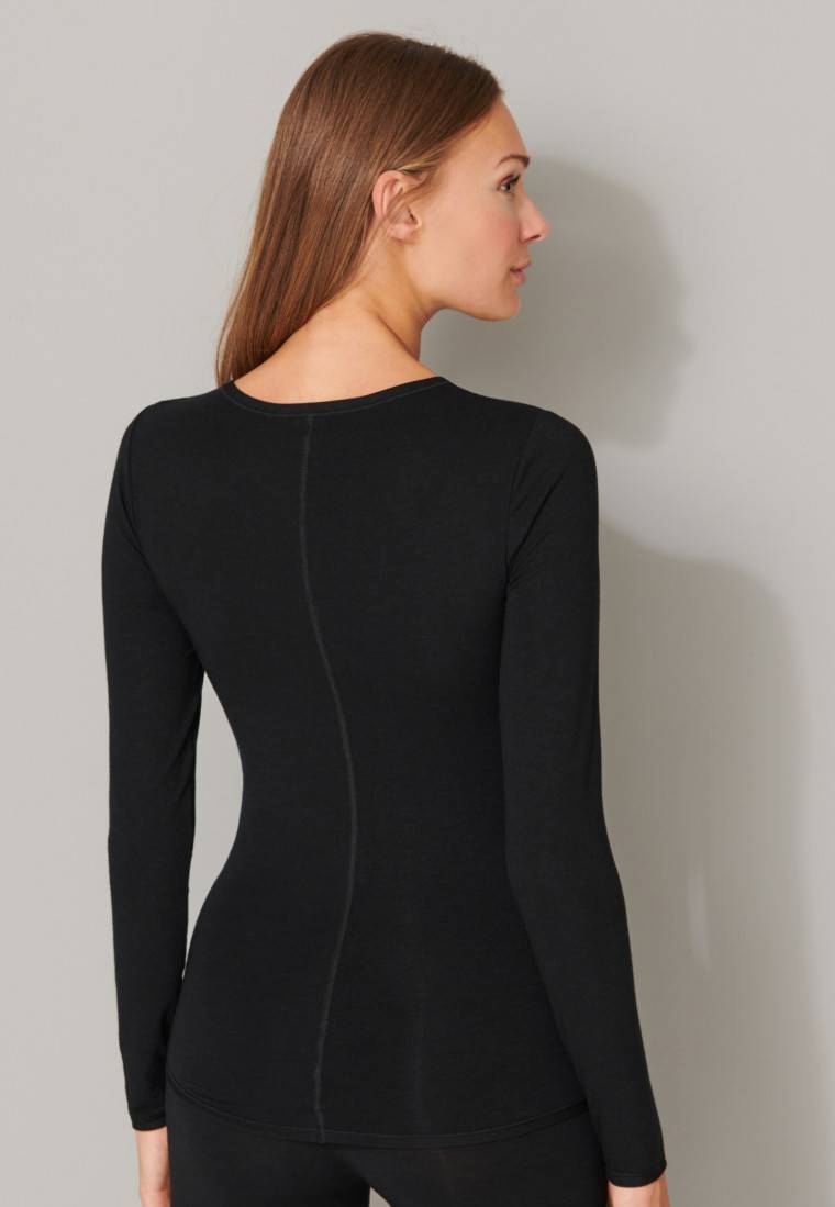 Schiesser Shirt langarm schwarz - Personal Fit Online Outlet