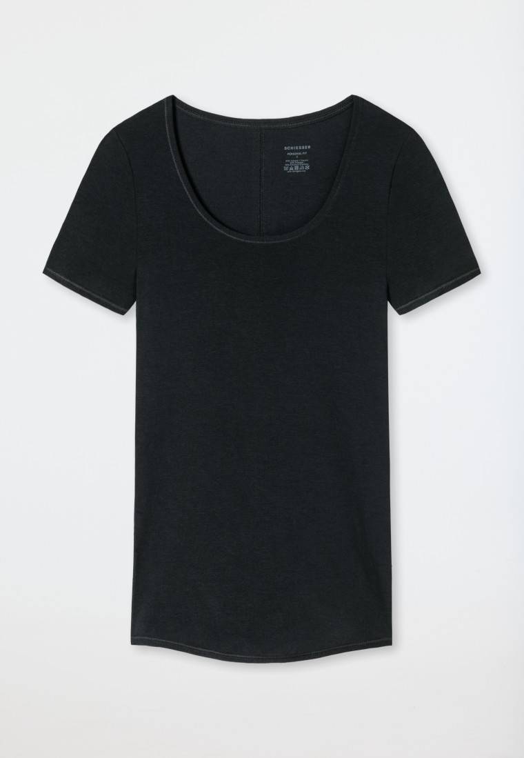 Schiesser Shirt kurzarm schwarz - Personal Fit Räumungsverkauf