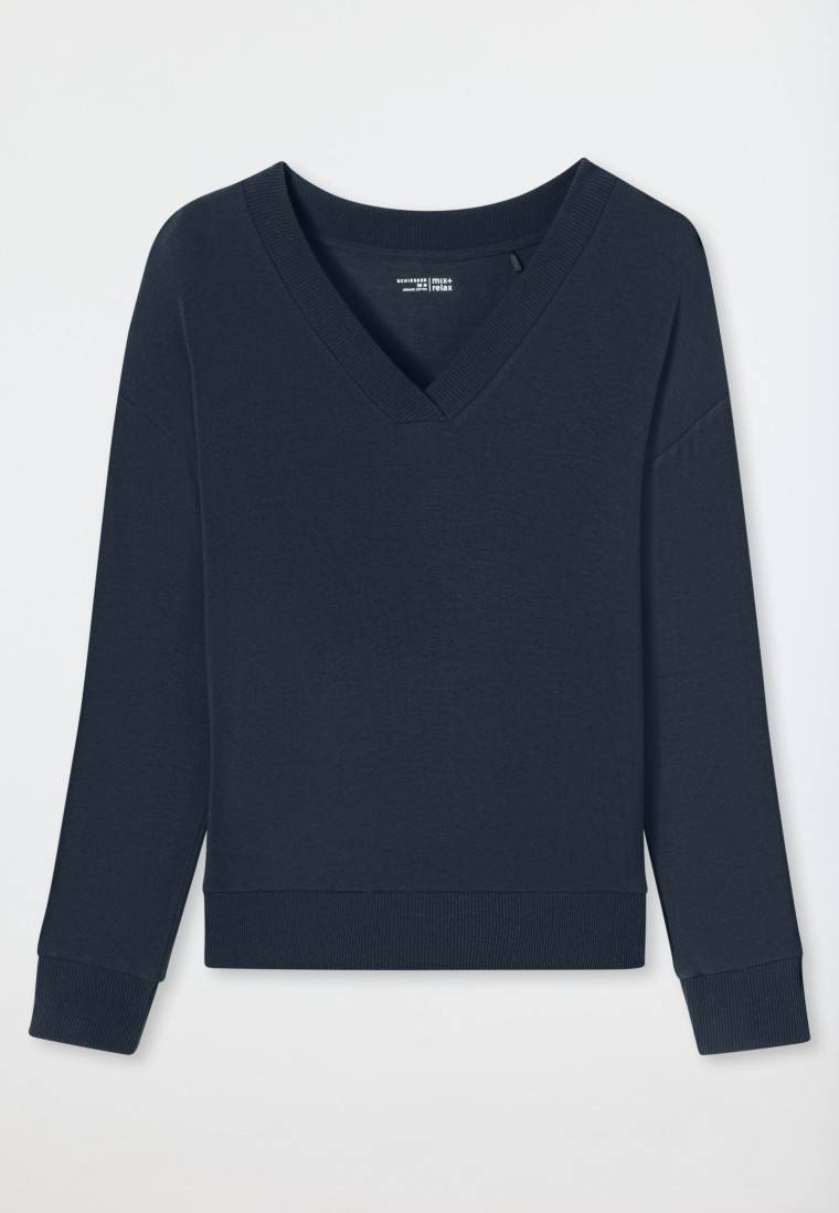 Schiesser Sweatshirt Feinripp nachtblau - Mix+Relax Super Sparpreis