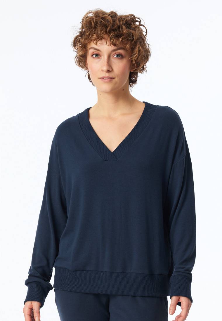 Schiesser Sweatshirt Feinripp nachtblau - Mix+Relax Super Sparpreis