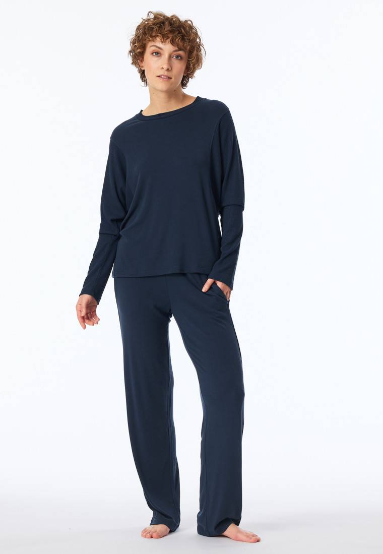 Schiesser Sweatshirt Feinripp nachtblau - Mix+Relax Wochenangebot