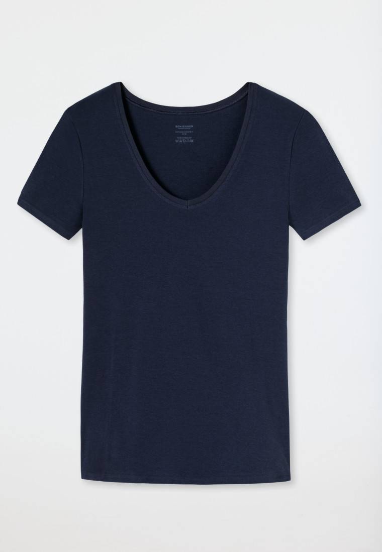 Schiesser Shirt kurzarm Feinripp nachtblau - Naturschönheit Zeitbegrenzte Promotion