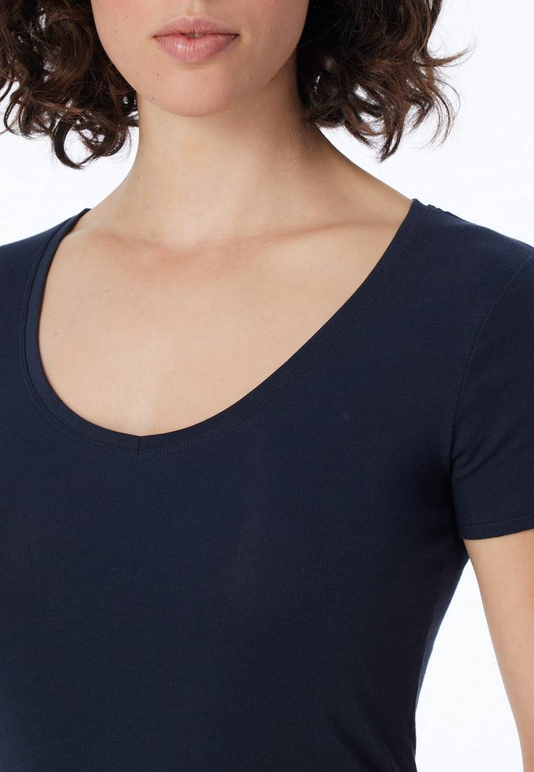 Schiesser Shirt kurzarm Feinripp nachtblau - Naturschönheit Zeitbegrenzte Promotion