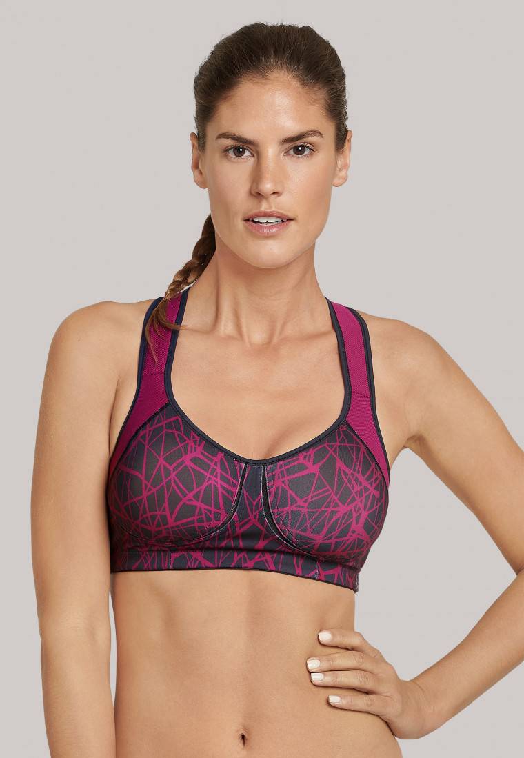 Schiesser Sport-BH gemoldete Cups bügellos High Support beere gemustert - Active Bis zu 65% Rabatt