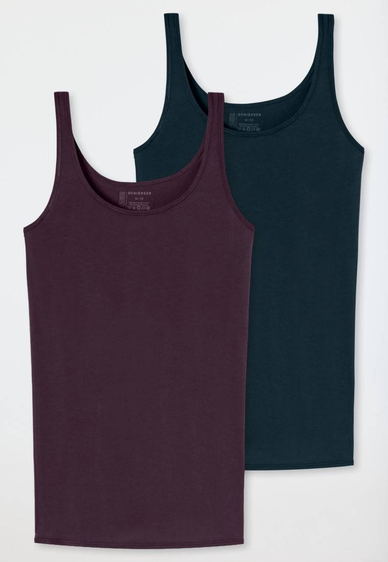 Schiesser Top 2er-Pack Organic Cotton dunkelblau/bordeaux - 95/5 Organic zollfrei