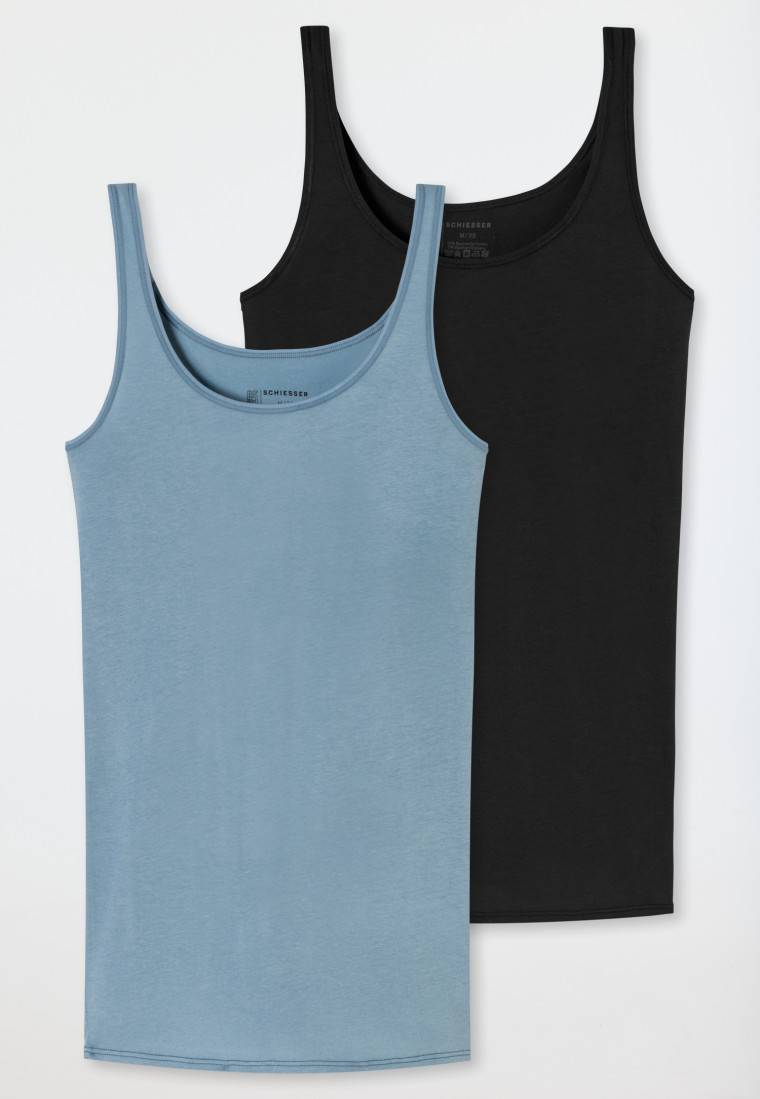 Schiesser Top 2er-Pack Organic Cotton schwarz/graublau - 95/5 Organic Outlet