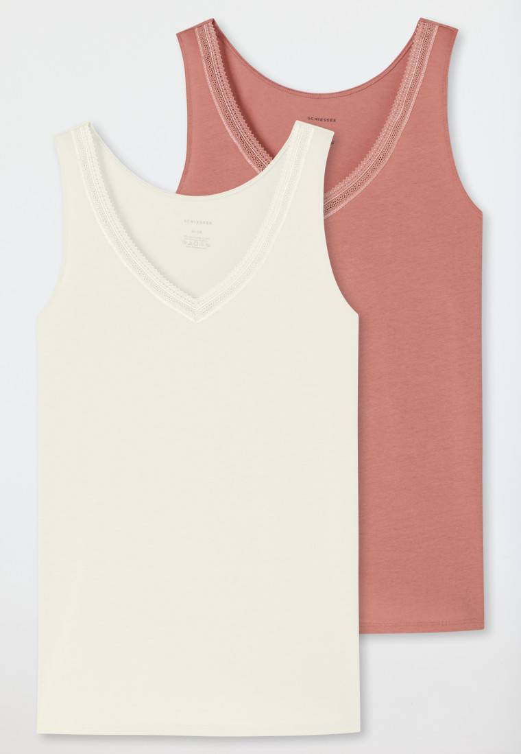 Schiesser Trägertops 2er-Pack beige/siena - Cotton Lace im Angebot